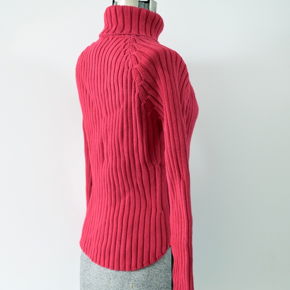 2000s GAP Red Cotton Ribbed Turtleneck Sweater Size S | Thick Knit - Picture 5 of 9